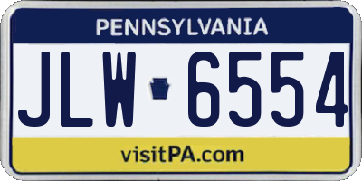 PA license plate JLW6554