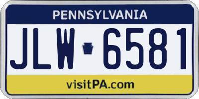 PA license plate JLW6581