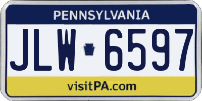 PA license plate JLW6597