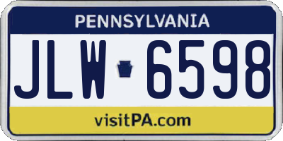 PA license plate JLW6598