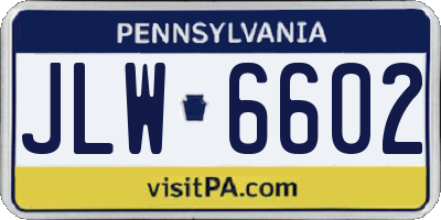 PA license plate JLW6602