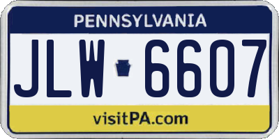 PA license plate JLW6607
