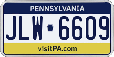 PA license plate JLW6609