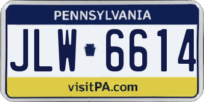 PA license plate JLW6614