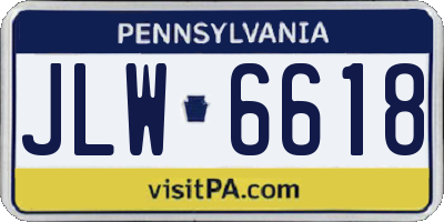 PA license plate JLW6618