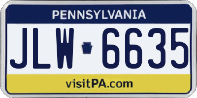 PA license plate JLW6635
