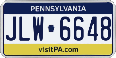 PA license plate JLW6648