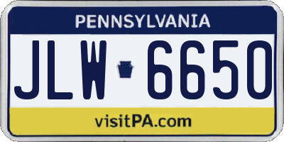 PA license plate JLW6650