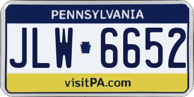 PA license plate JLW6652