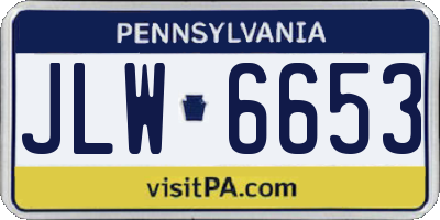 PA license plate JLW6653