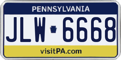 PA license plate JLW6668