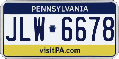 PA license plate JLW6678