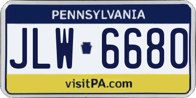 PA license plate JLW6680