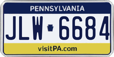 PA license plate JLW6684