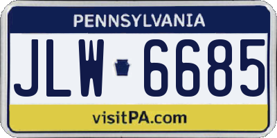 PA license plate JLW6685