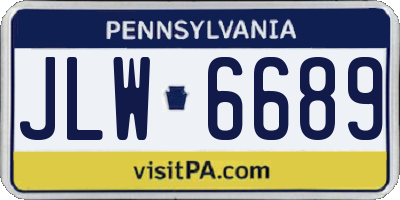 PA license plate JLW6689