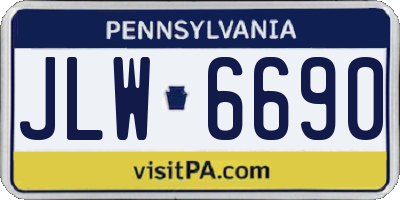 PA license plate JLW6690