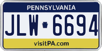 PA license plate JLW6694
