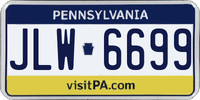 PA license plate JLW6699