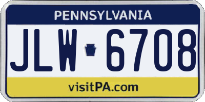 PA license plate JLW6708