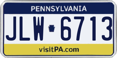 PA license plate JLW6713