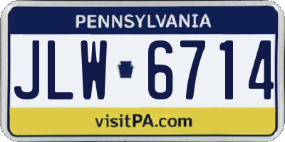 PA license plate JLW6714