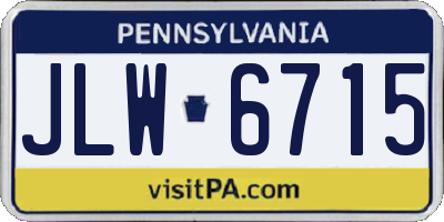 PA license plate JLW6715