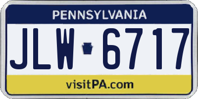 PA license plate JLW6717