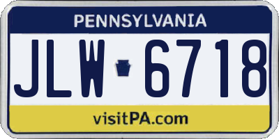 PA license plate JLW6718