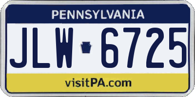 PA license plate JLW6725