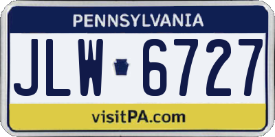 PA license plate JLW6727
