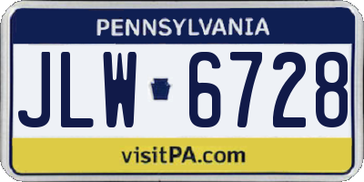 PA license plate JLW6728