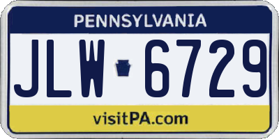 PA license plate JLW6729