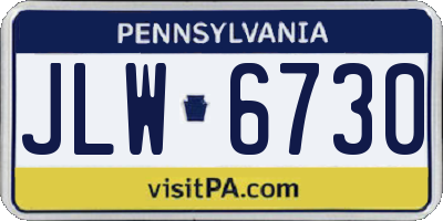 PA license plate JLW6730