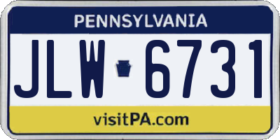 PA license plate JLW6731