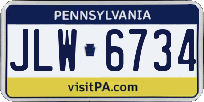 PA license plate JLW6734