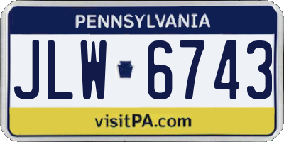 PA license plate JLW6743