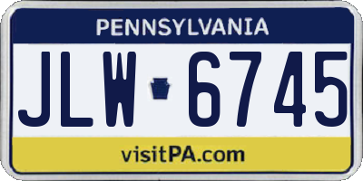 PA license plate JLW6745
