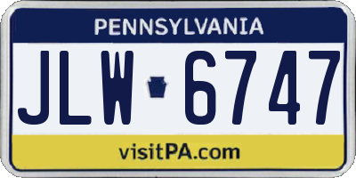 PA license plate JLW6747