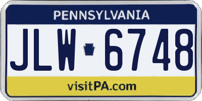 PA license plate JLW6748
