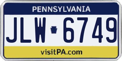 PA license plate JLW6749