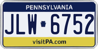 PA license plate JLW6752