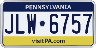 PA license plate JLW6757