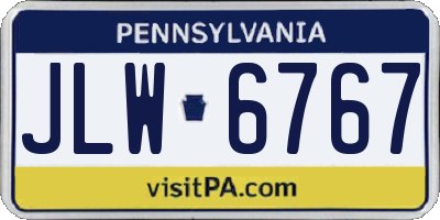 PA license plate JLW6767