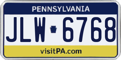 PA license plate JLW6768