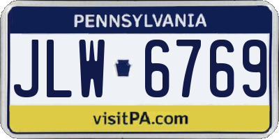 PA license plate JLW6769