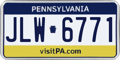 PA license plate JLW6771
