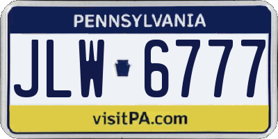 PA license plate JLW6777