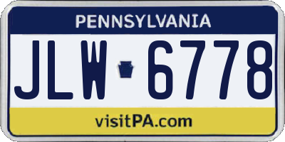 PA license plate JLW6778