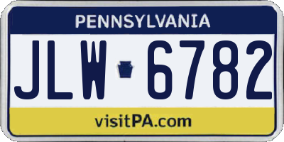 PA license plate JLW6782